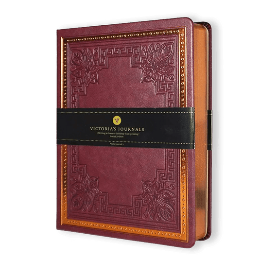 Antique Vintage Burgundy Diary – 320 - Page Vegan Leather Journal - Evolve Supply Co. Evolve Supply Co.