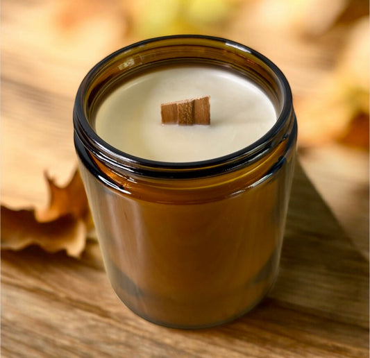 8oz Woodwick Soy Candle – Hand - Poured, Crackling Wick, Long - Lasting Scent - Evolve Supply Co. Evolve Supply Co.