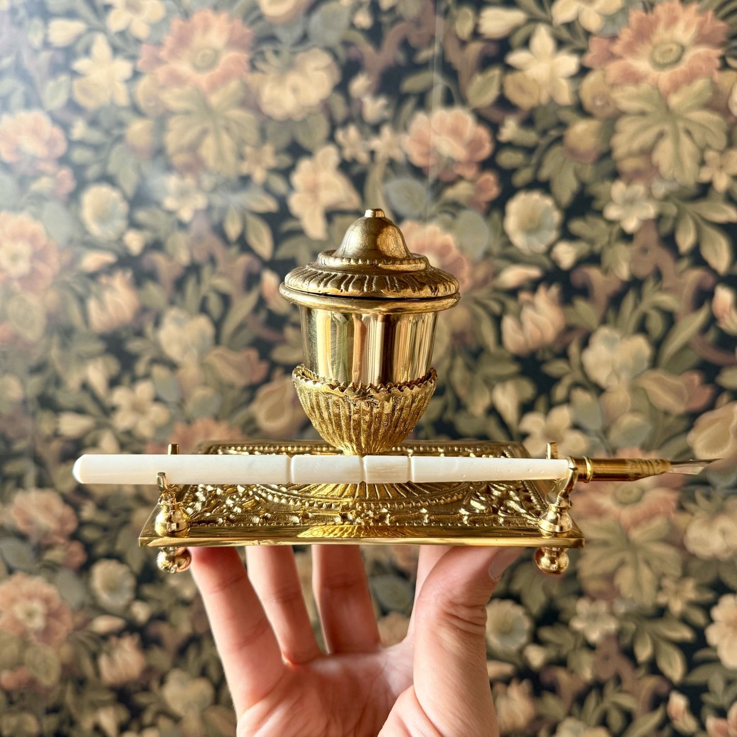 The Alchemist’s Quill – Victorian Brass Inkwell & Writing Set - Evolve Supply Co. Evolve Supply Co.