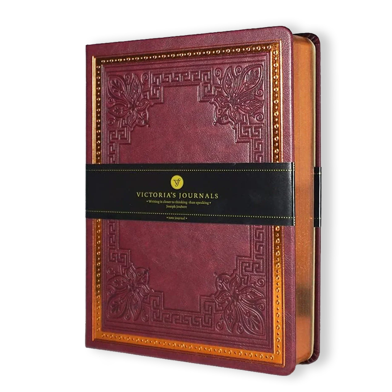 Antikes Vintage Burgunderrotes Tagebuch – 320-seitiges Notizbuch aus veganem Leder