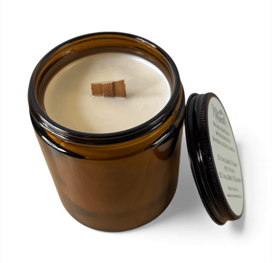 8oz Woodwick Soy Candle – Hand - Poured, Crackling Wick, Long - Lasting Scent - Evolve Supply Co. Evolve Supply Co.