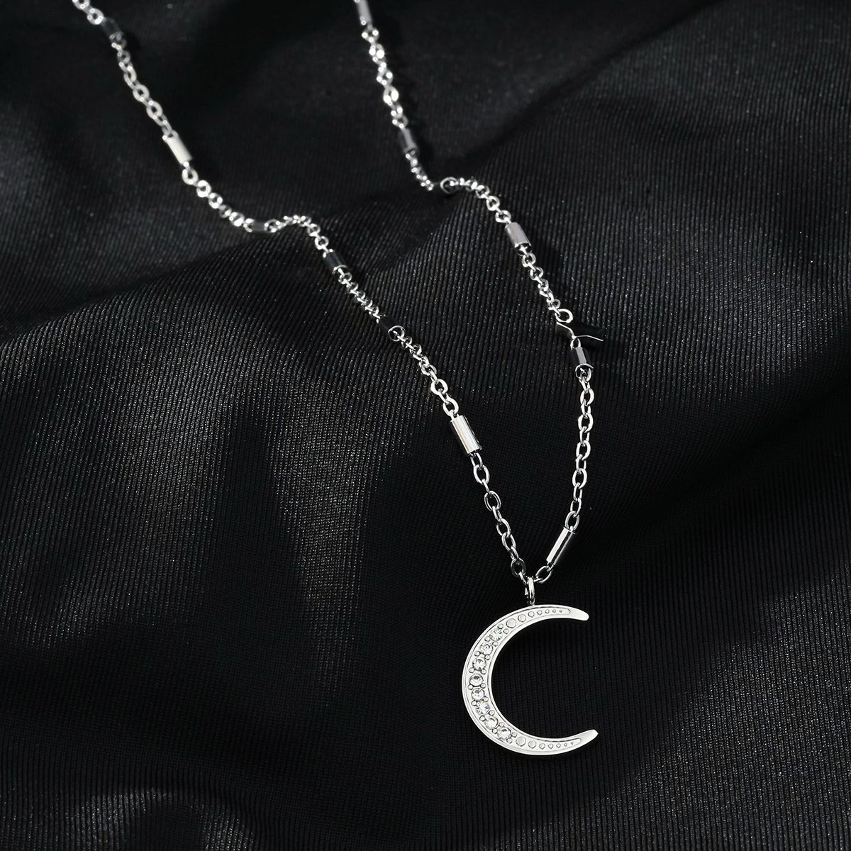 Celestial Magic - Zirconia Embedded Crescent Moon and Star Necklace - Evolve Supply Co. Evolve Supply Co.