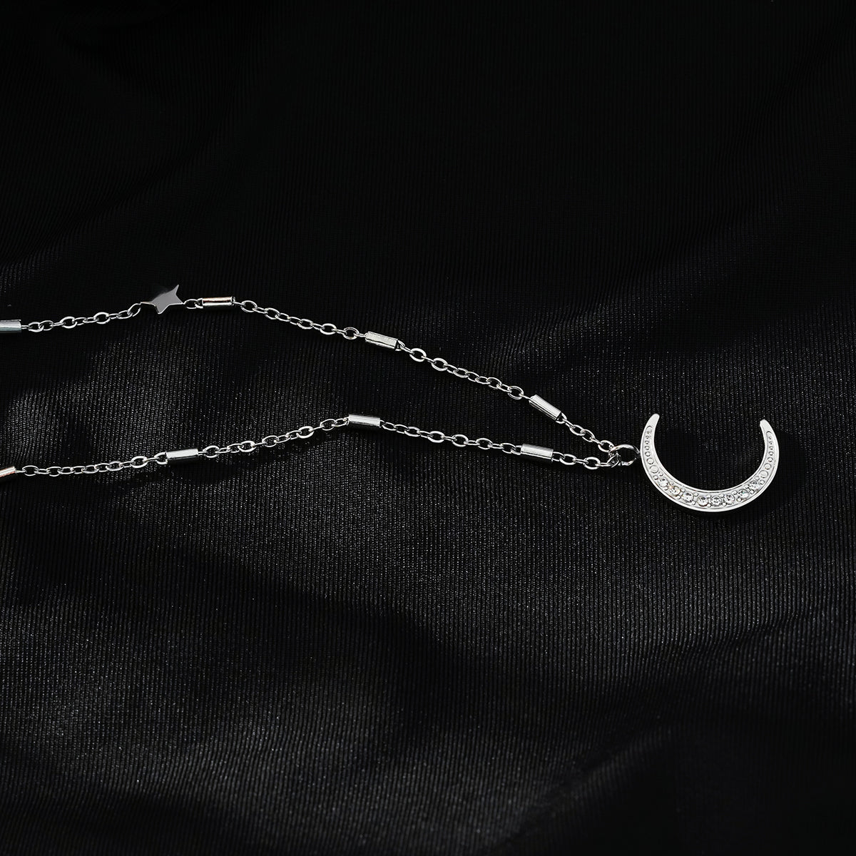 Celestial Magic - Zirconia Embedded Crescent Moon and Star Necklace - Evolve Supply Co. Evolve Supply Co.