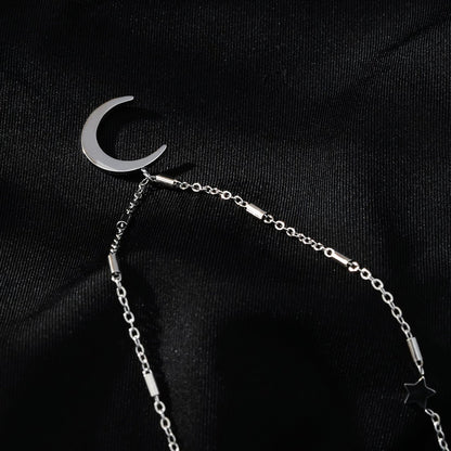 Celestial Magic - Zirconia Embedded Crescent Moon and Star Necklace - Evolve Supply Co. Evolve Supply Co.