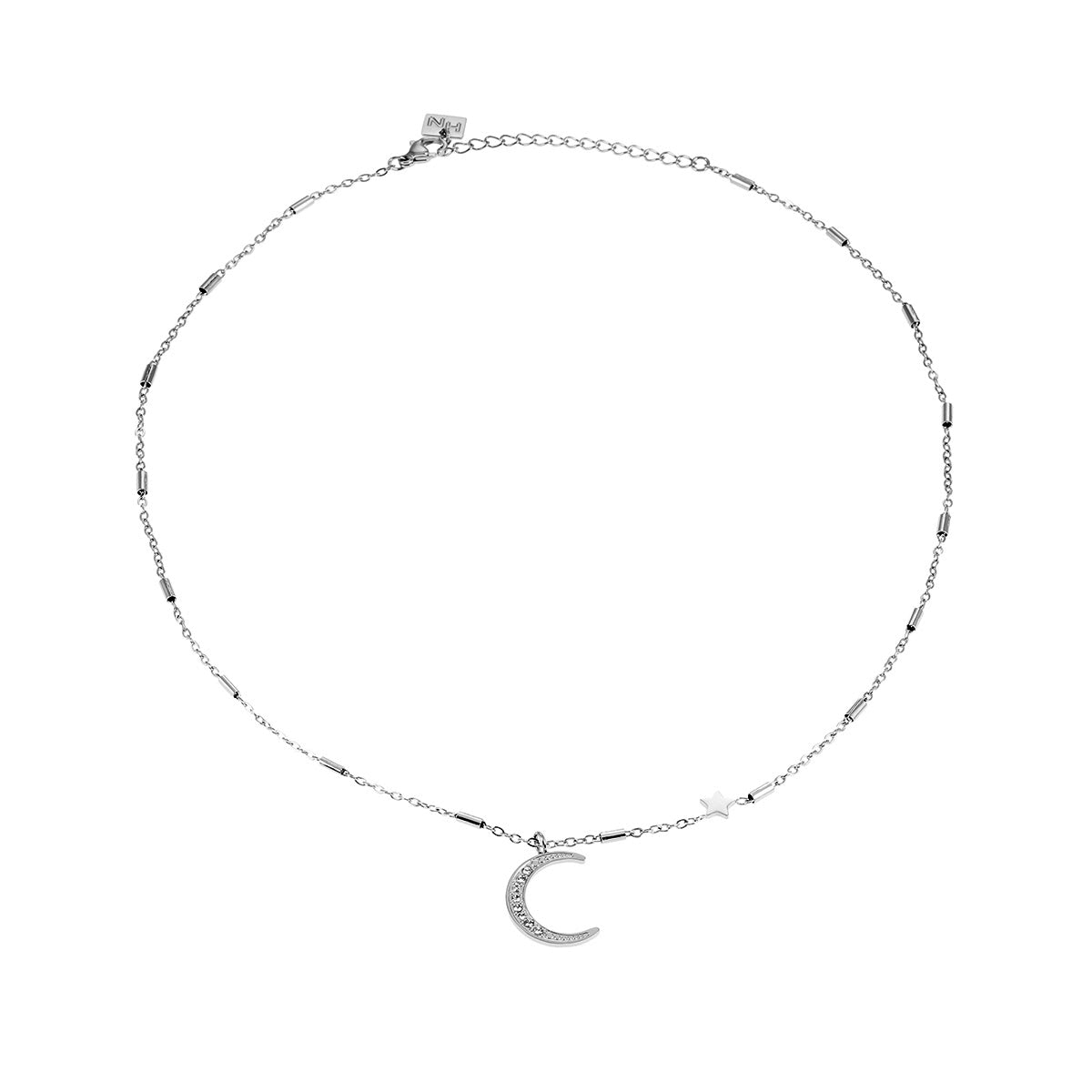 Celestial Magic - Zirconia Embedded Crescent Moon and Star Necklace - Evolve Supply Co. Evolve Supply Co.