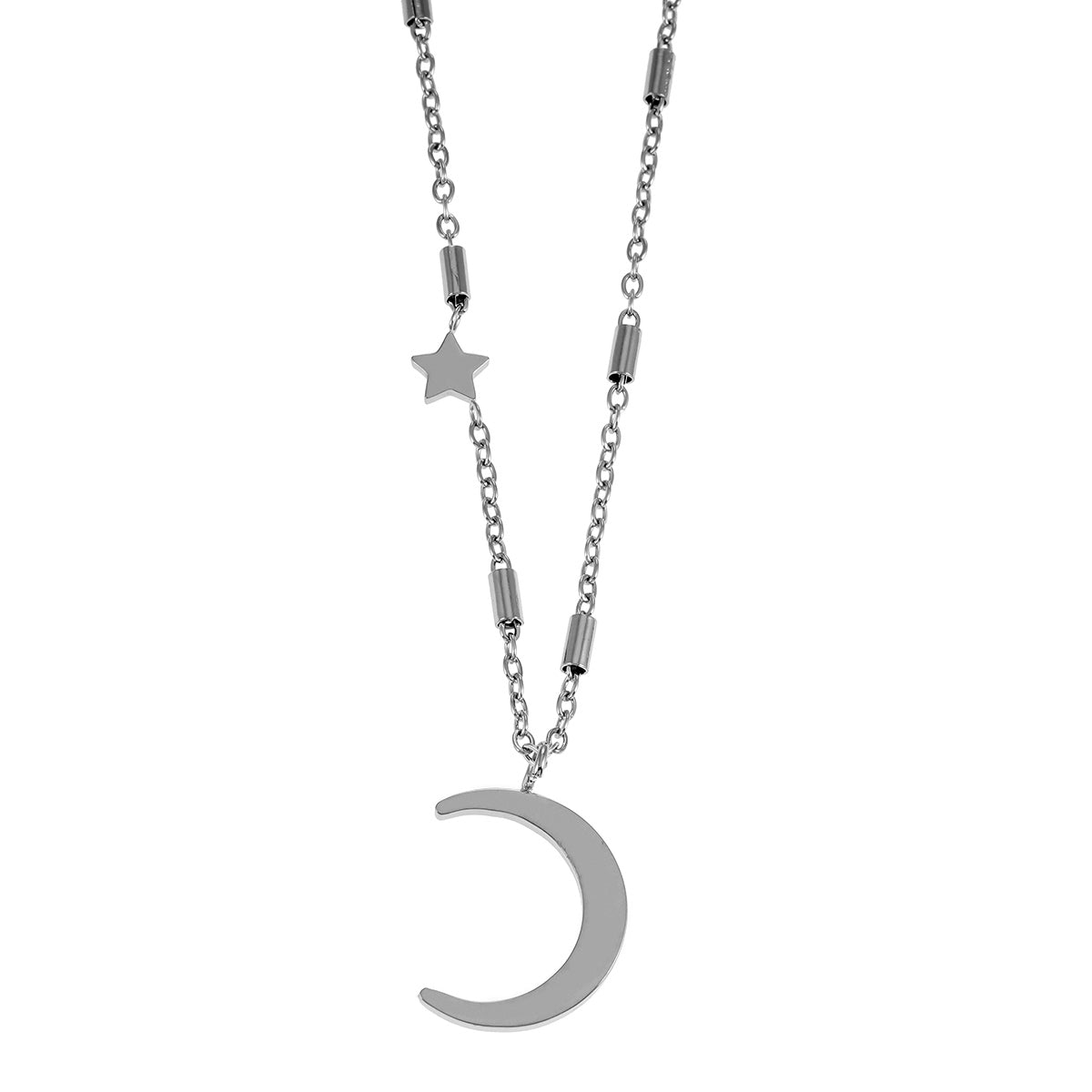 Celestial Magic - Zirconia Embedded Crescent Moon and Star Necklace - Evolve Supply Co. Evolve Supply Co.