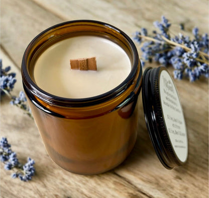 8oz Woodwick Soy Candle – Hand - Poured, Crackling Wick, Long - Lasting Scent - Evolve Supply Co. Evolve Supply Co.