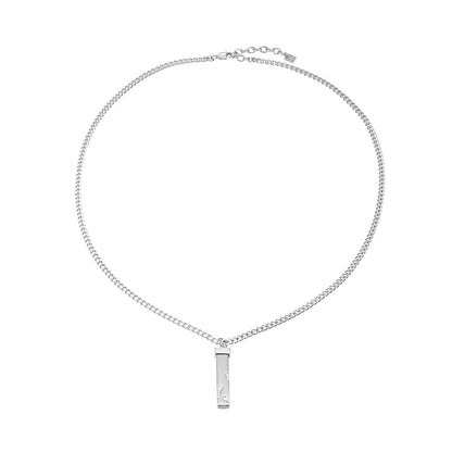 DAKARIA SILVER (White Gold): Chipped Effect Geometric Pendant on a Link Chain For Men & Women - Evolve Supply Co. Evolve Supply Co.