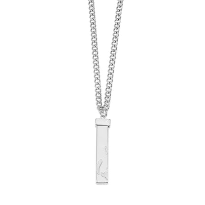 DAKARIA SILVER (White Gold): Chipped Effect Geometric Pendant on a Link Chain For Men & Women - Evolve Supply Co. Evolve Supply Co.