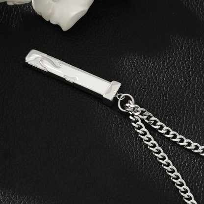 DAKARIA SILVER (White Gold): Chipped Effect Geometric Pendant on a Link Chain For Men & Women - Evolve Supply Co. Evolve Supply Co.