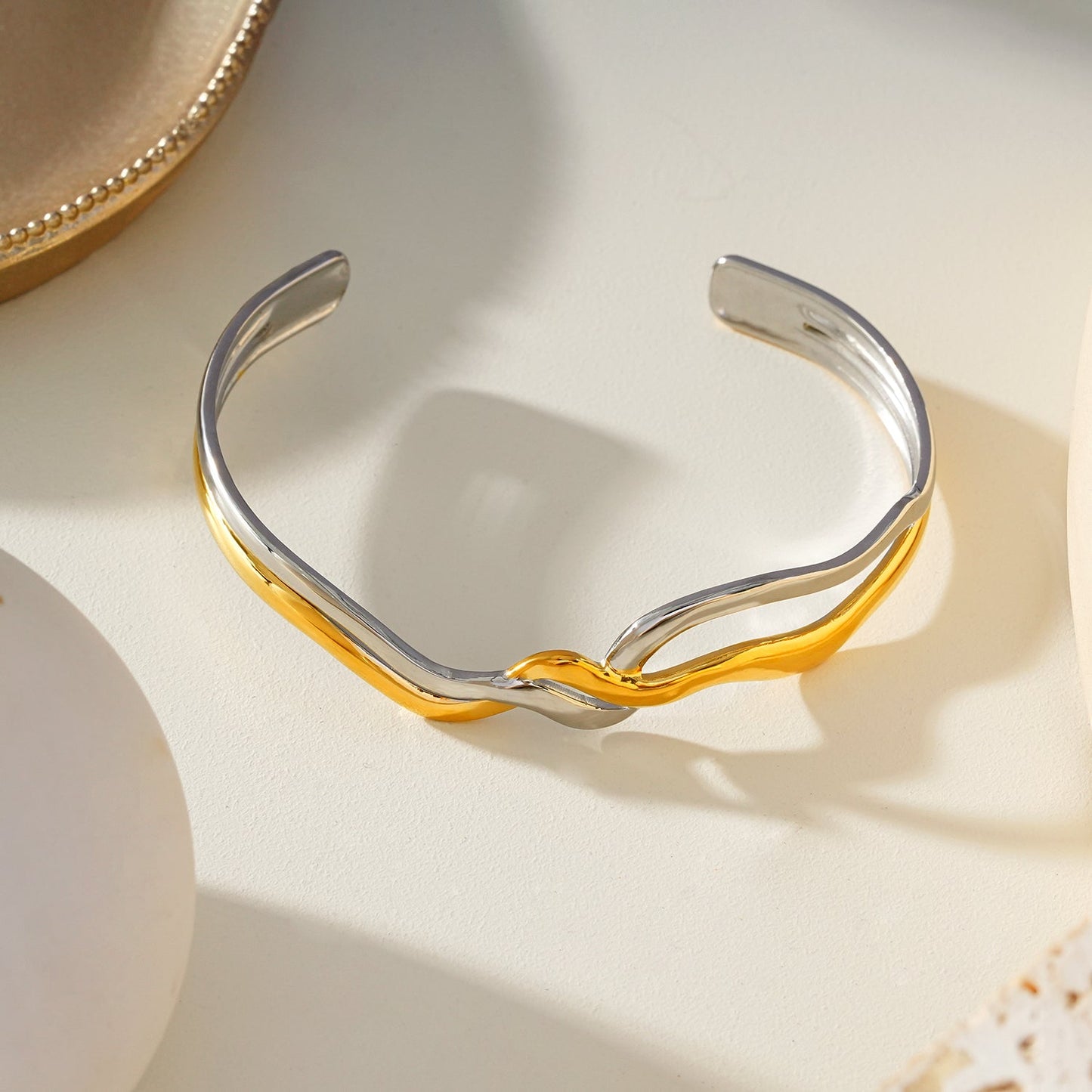 FREDRIKA: Mixed Metals Abstract Geometric - Chic Bracelet - Evolve Supply Co. Evolve Supply Co.