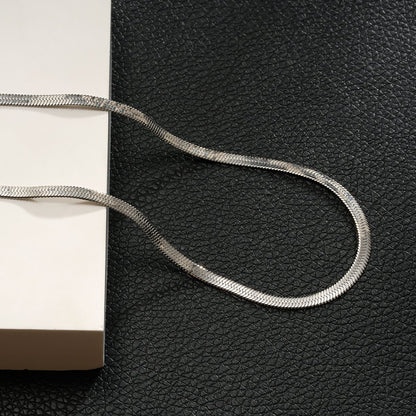 FRYDA Silver Toned (White Gold): Snake Skin Textured Mid Width Chain Necklace - Evolve Supply Co. Evolve Supply Co.