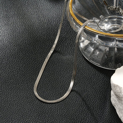 FRYDA Silver Toned (White Gold): Snake Skin Textured Mid Width Chain Necklace - Evolve Supply Co. Evolve Supply Co.