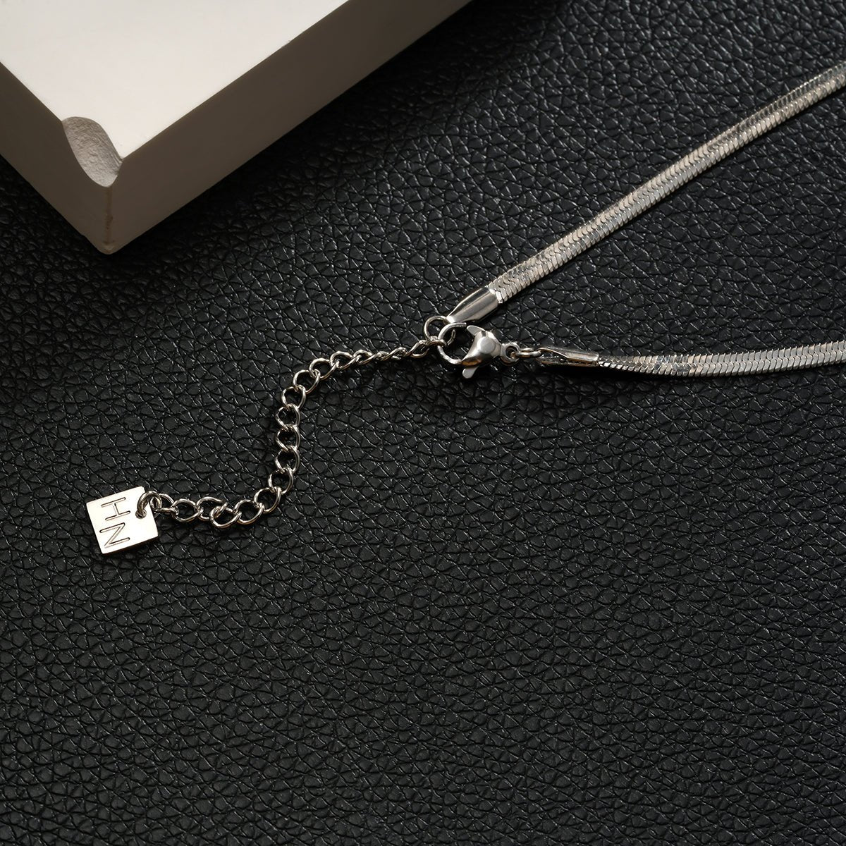 FRYDA Silver Toned (White Gold): Snake Skin Textured Mid Width Chain Necklace - Evolve Supply Co. Evolve Supply Co.