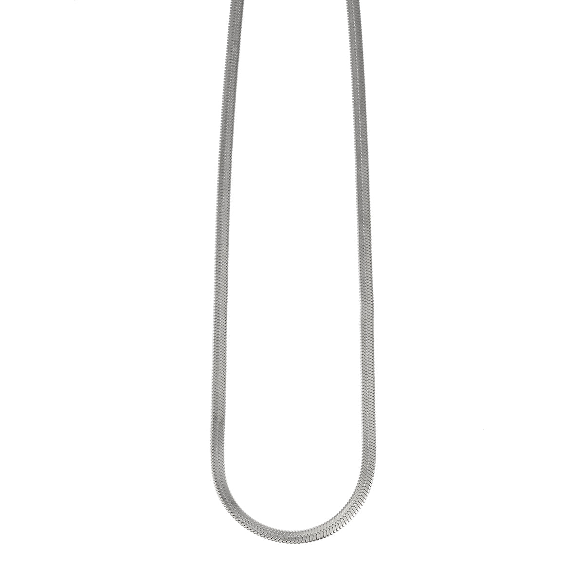 FRYDA Silver Toned (White Gold): Snake Skin Textured Mid Width Chain Necklace - Evolve Supply Co. Evolve Supply Co.