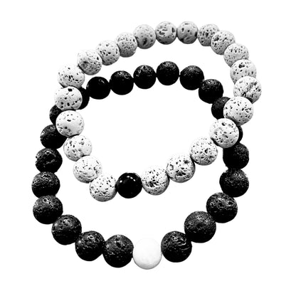 Strength + Struggle Lava Stone Bracelet Set