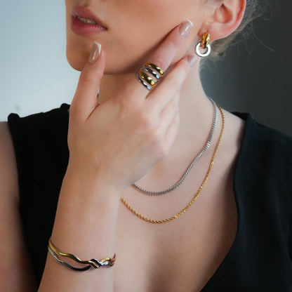 FREDRIKA: Mixed Metals Abstract Geometric - Chic Bracelet - Evolve Supply Co. Evolve Supply Co.