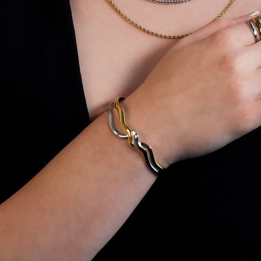 FREDRIKA: Mixed Metals Abstract Geometric - Chic Bracelet - Evolve Supply Co. Evolve Supply Co.