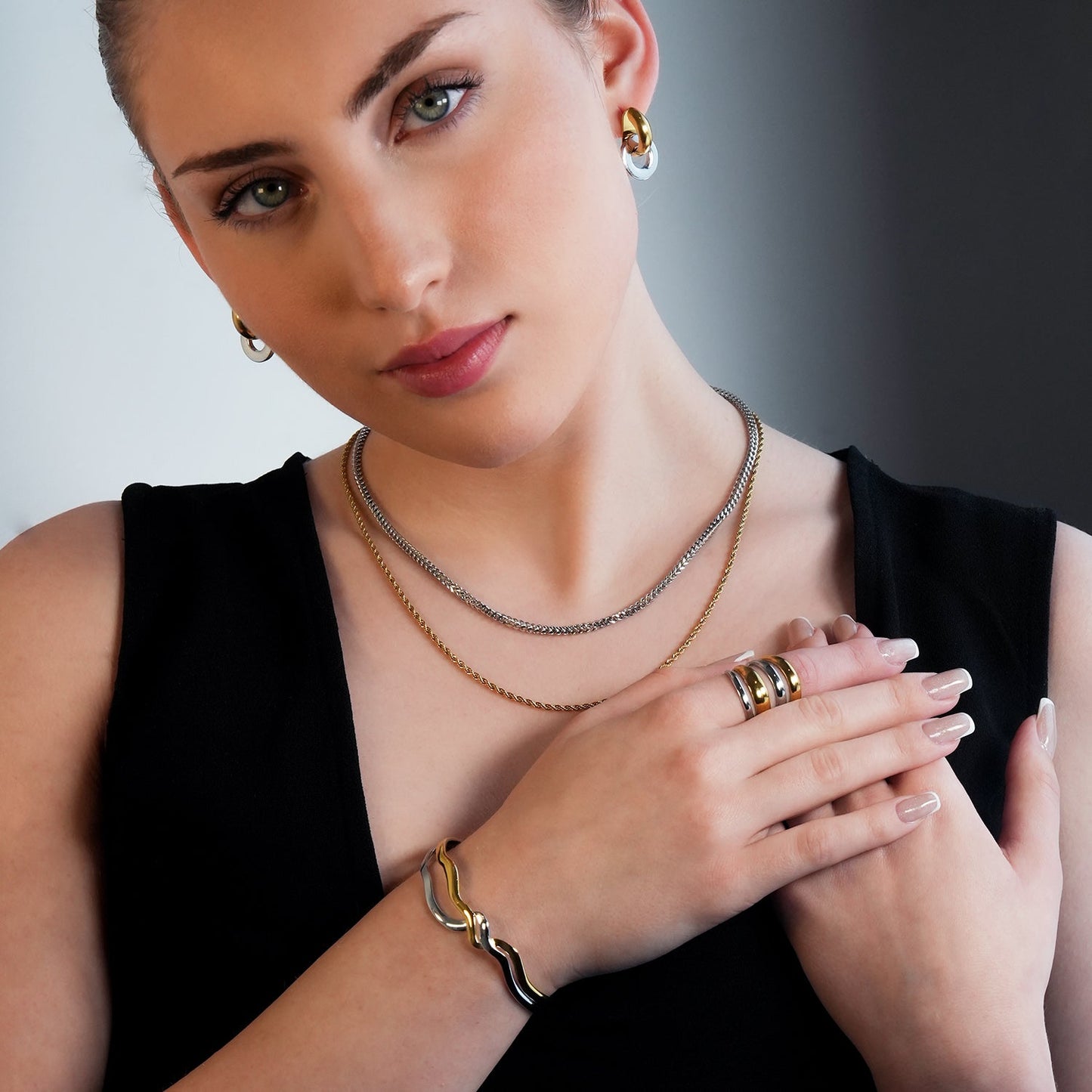 FREDRIKA: Mixed Metals Abstract Geometric - Chic Bracelet - Evolve Supply Co. Evolve Supply Co.