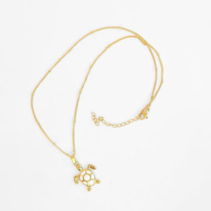 Golden Bohemian White Turtle Necklace - Evolve Supply Co. Evolve Supply Co.