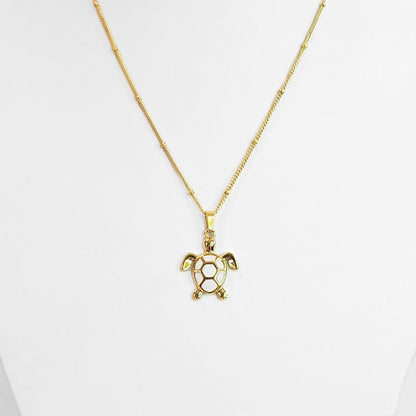 Golden Bohemian White Turtle Necklace - Evolve Supply Co. Evolve Supply Co.