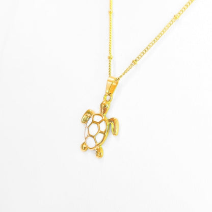 Golden Bohemian White Turtle Necklace - Evolve Supply Co. Evolve Supply Co.