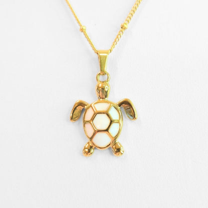 Golden Bohemian White Turtle Necklace - Evolve Supply Co. Evolve Supply Co.