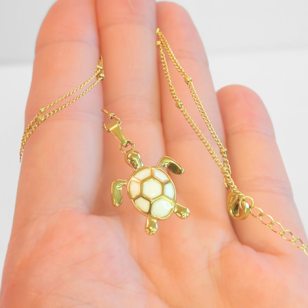 Golden Bohemian White Turtle Necklace - Evolve Supply Co. Evolve Supply Co.