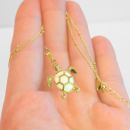 Golden Bohemian White Turtle Necklace - Evolve Supply Co. Evolve Supply Co.