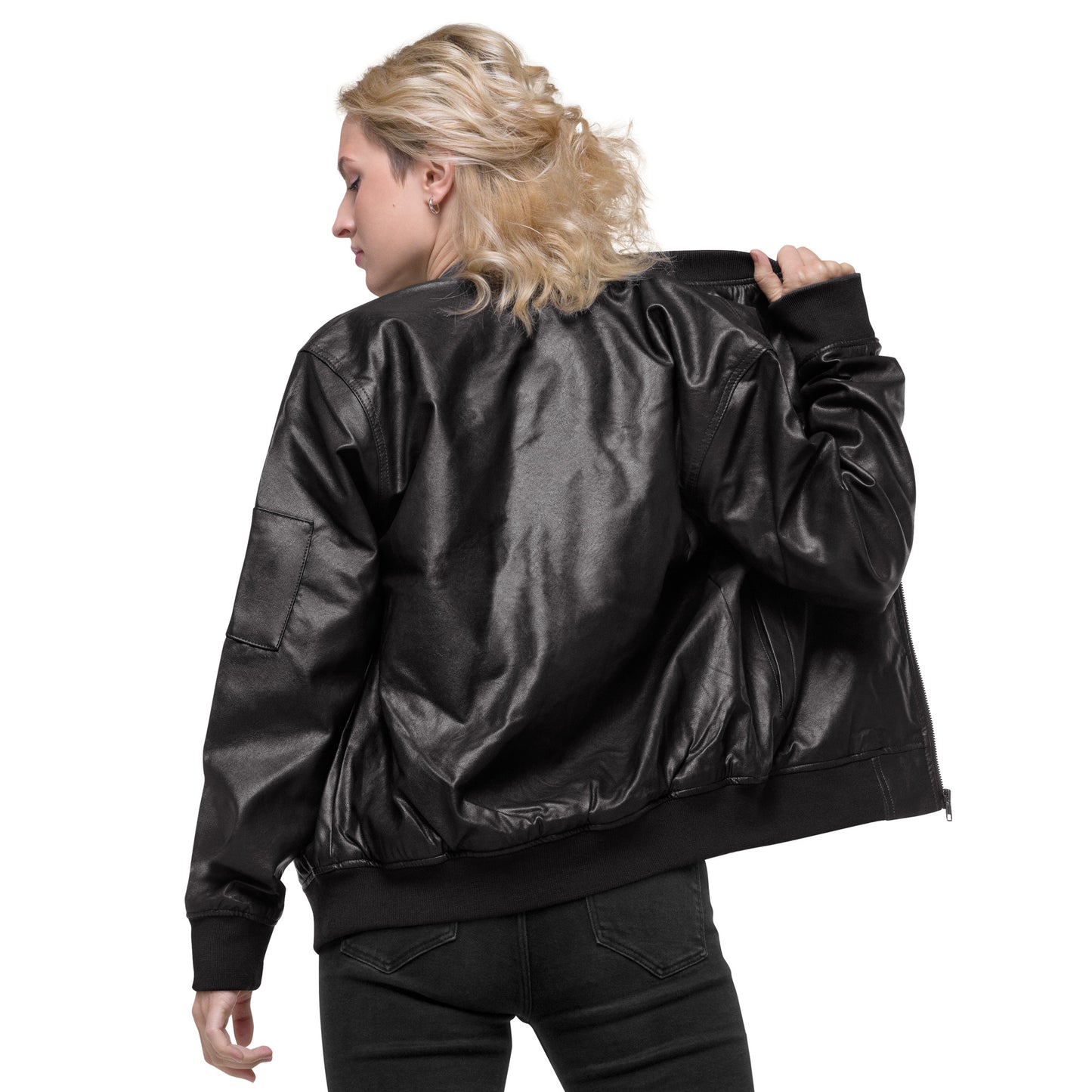 Vegan Leather Bomber Jacket