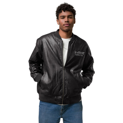 Vegan Leather Bomber Jacket