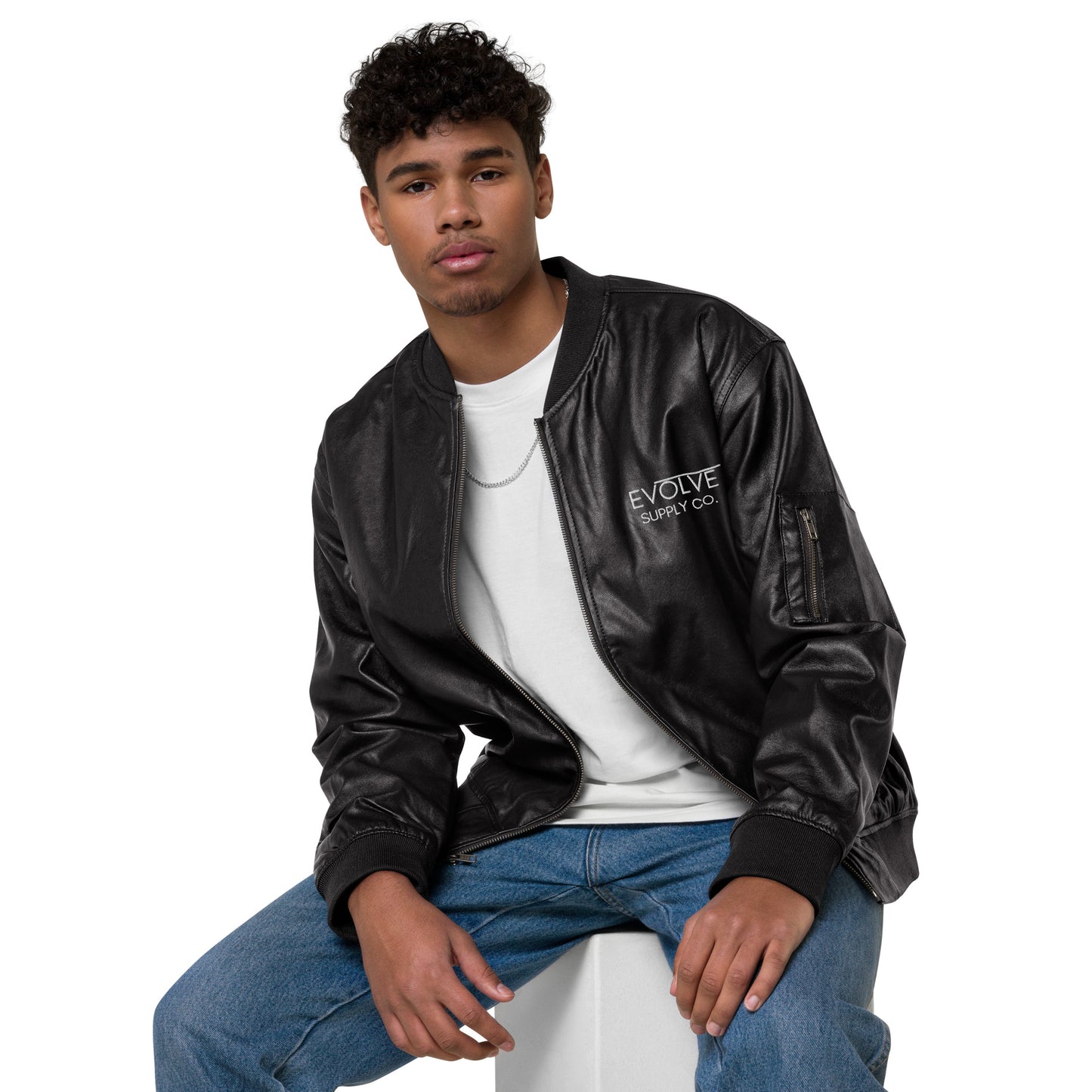 Vegan Leather Bomber Jacket