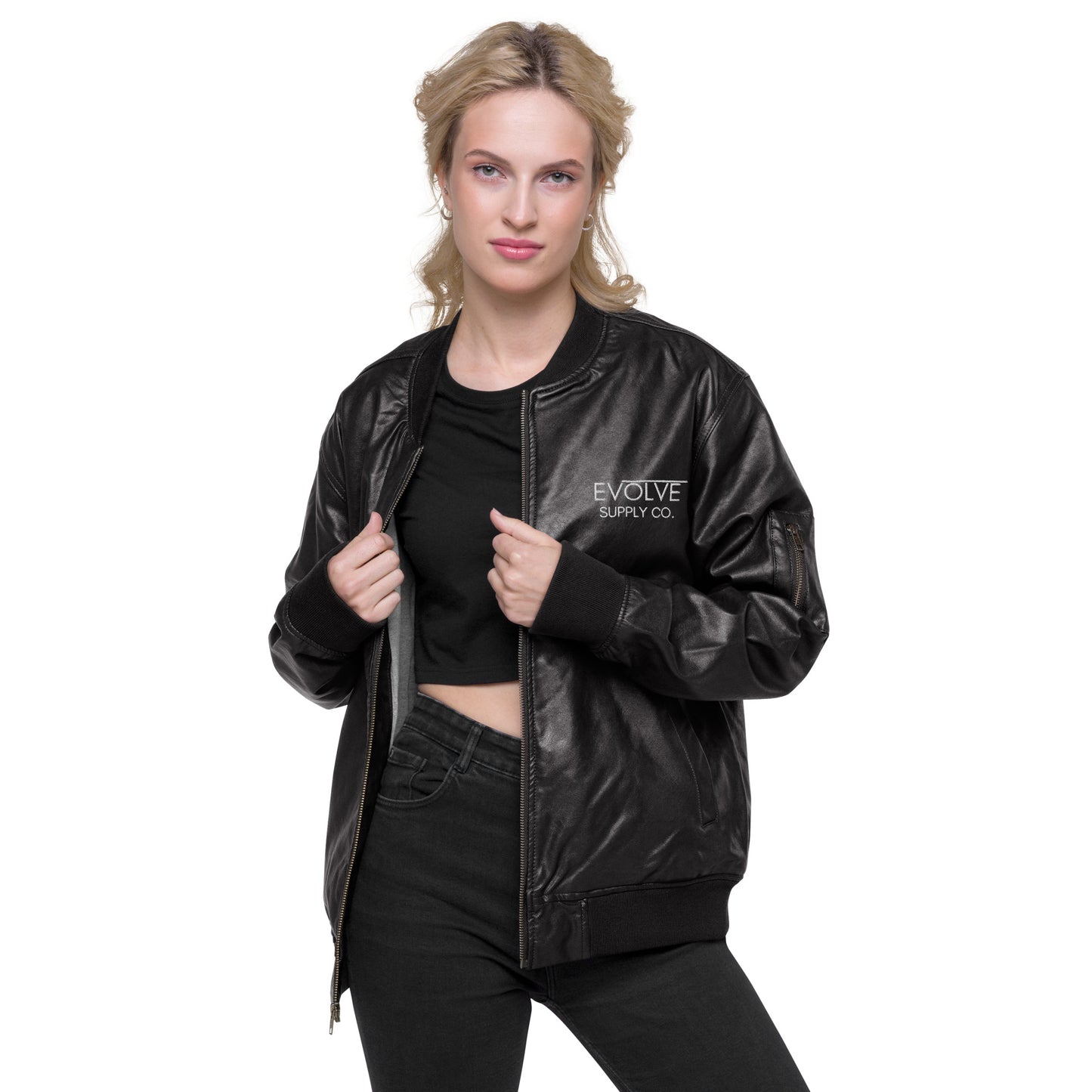 Vegan Leather Bomber Jacket