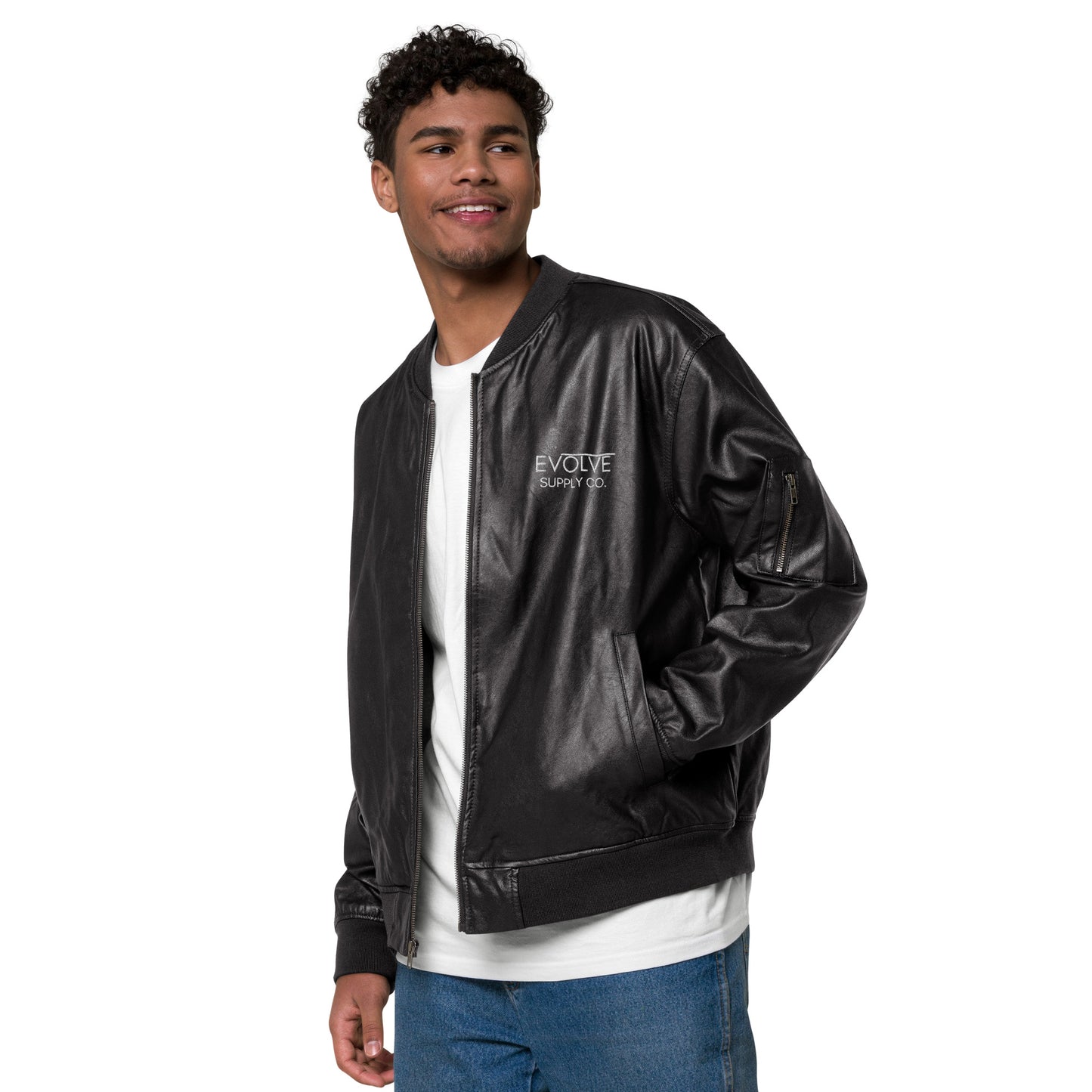 Vegan Leather Bomber Jacket