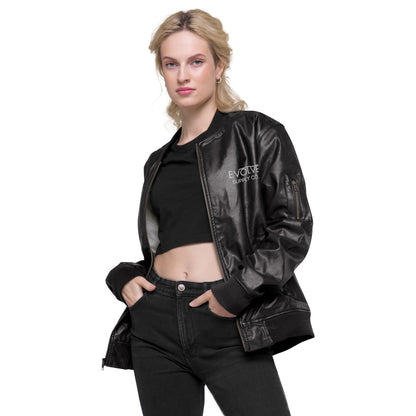 Vegan Leather Bomber Jacket