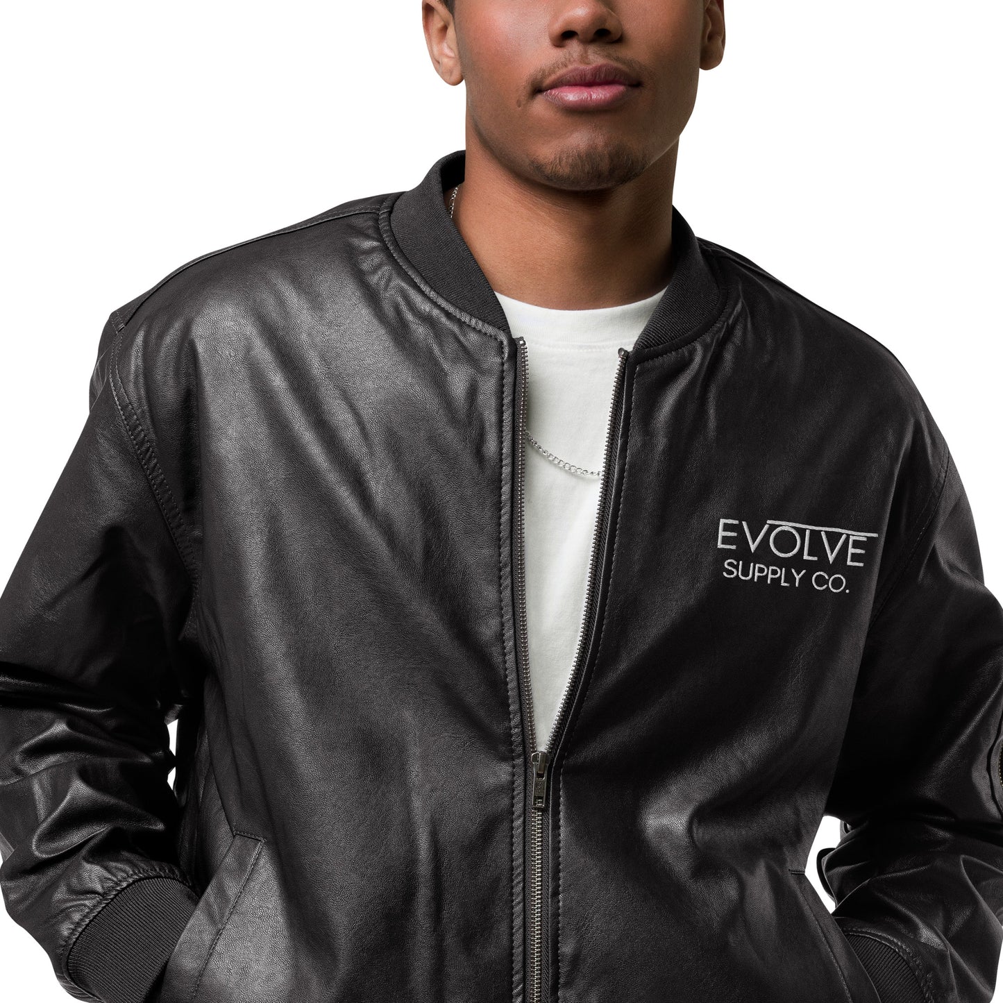 Vegan Leather Bomber Jacket