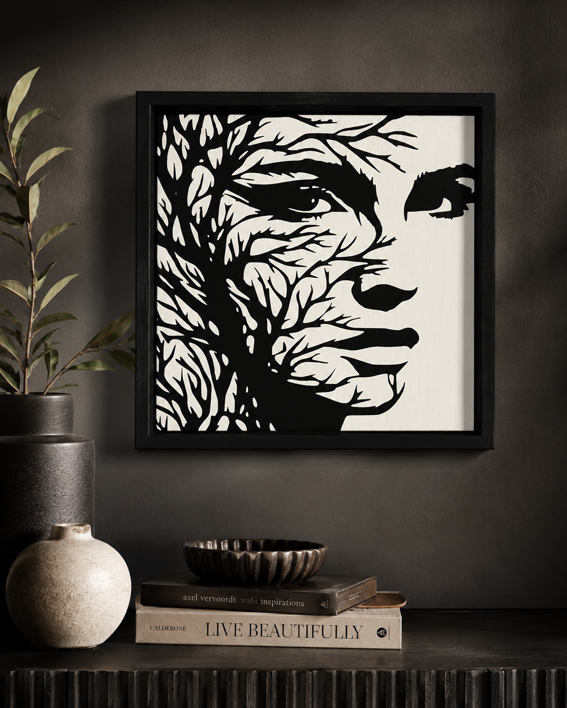 GIRL WITH FACE AND TREES SIGN