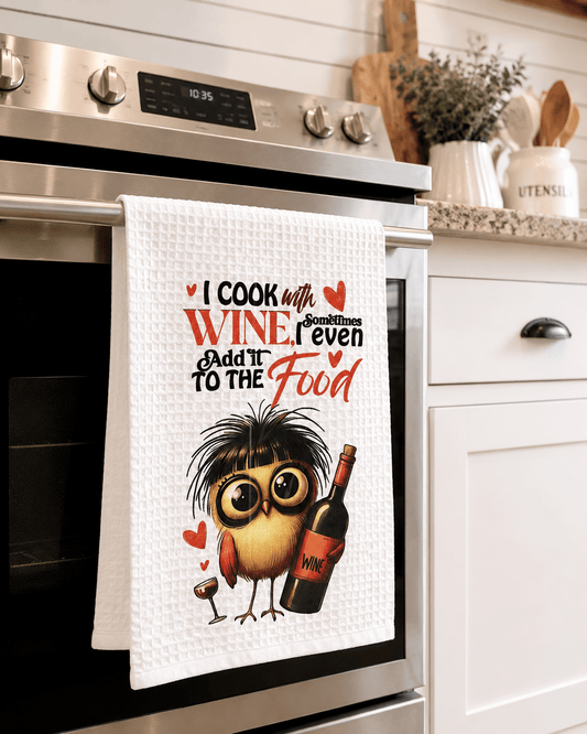 I COOK WITH WINE TEA TOWEL - Evolve Supply Co. Evolve Supply Co.