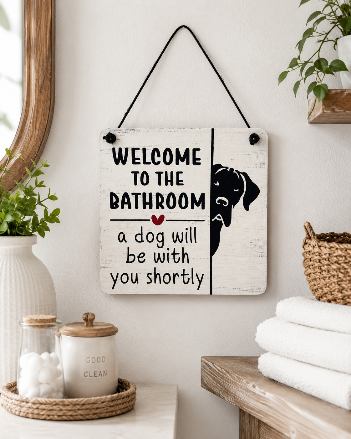 WELCOME TO THE BATHROOM DOG SIGN