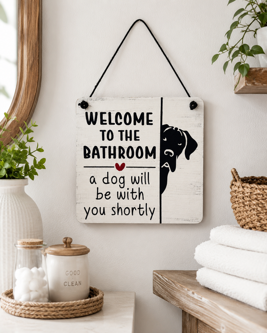 WELCOME TO THE BATHROOM DOG SIGN