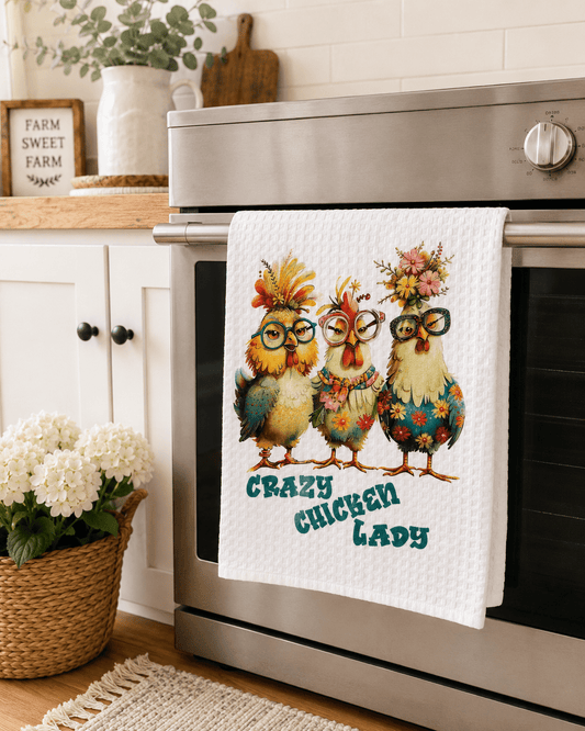 CRAZY CHICKEN TEA TOWEL - Evolve Supply Co. Evolve Supply Co.